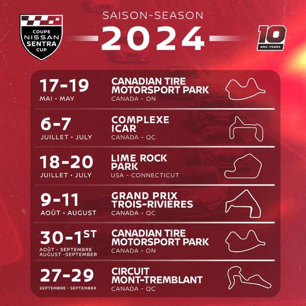 Photo - La Coupe Nissan Sentra dévoile son calendrier de course 2024 à l’aube de la 10e saison